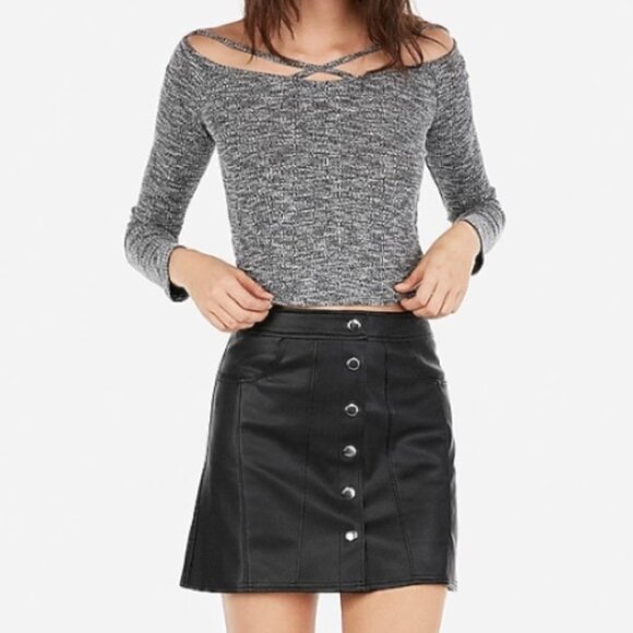 NWT • Express • Vegan Leather Wrap Skirt - Size 0 - Picture 1 of 3